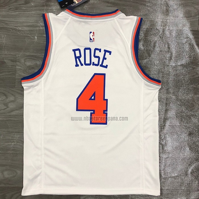 Camiseta New York Knicks Derrick Rose NO 4 Association Blanco